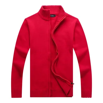 

2021 Spring Men's Cardigan Sweater Youth Zipper Stand Collar Casual Solid Color Sweater