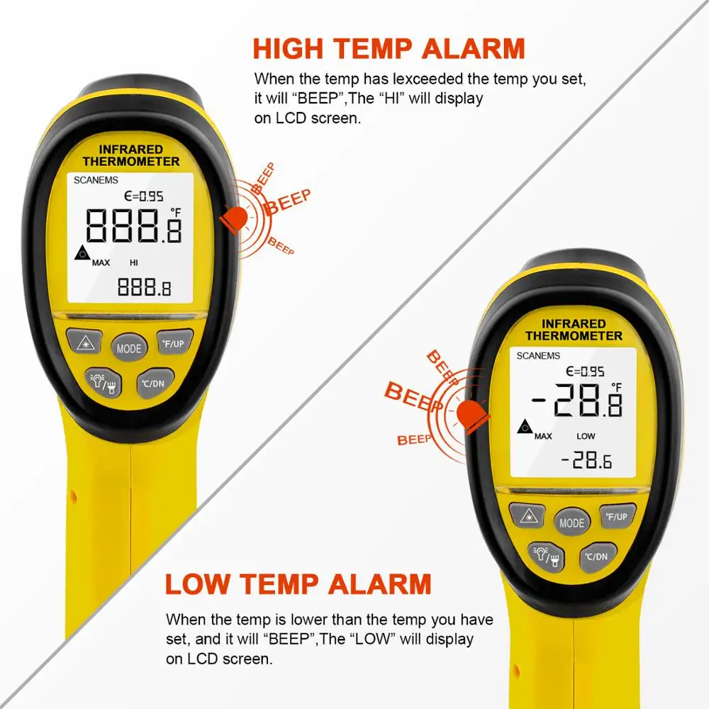HoldPeak HP-985B дисплей тип цифровой инфракрасный термометр двойной лазер Высокая точность ИК температурный прибор-50-1360'c