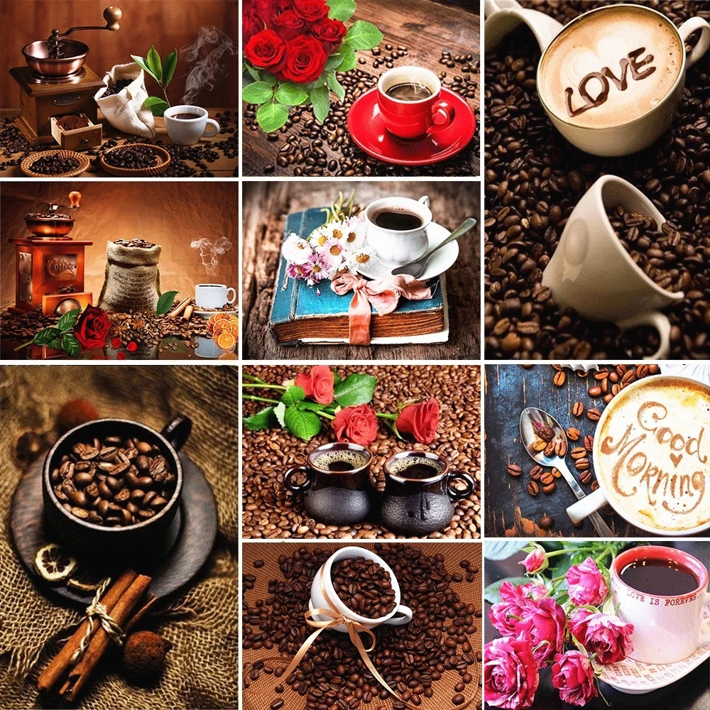 5D DIY Diamond Painting Coffee Cup Flower Embroidery Decorative Paintings Cross Stitch Kits Handicraft Needlework Art | Дом и сад