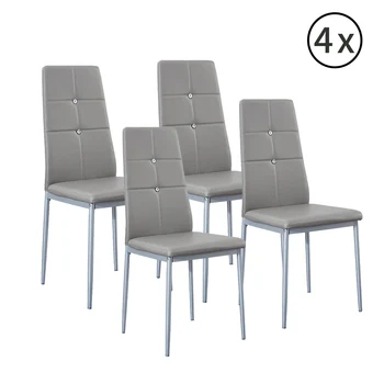 

Panana Modern Set of 4 Stunning Dining Side Chairs PU Leather Dining Room FurnitureÂ Grey/black