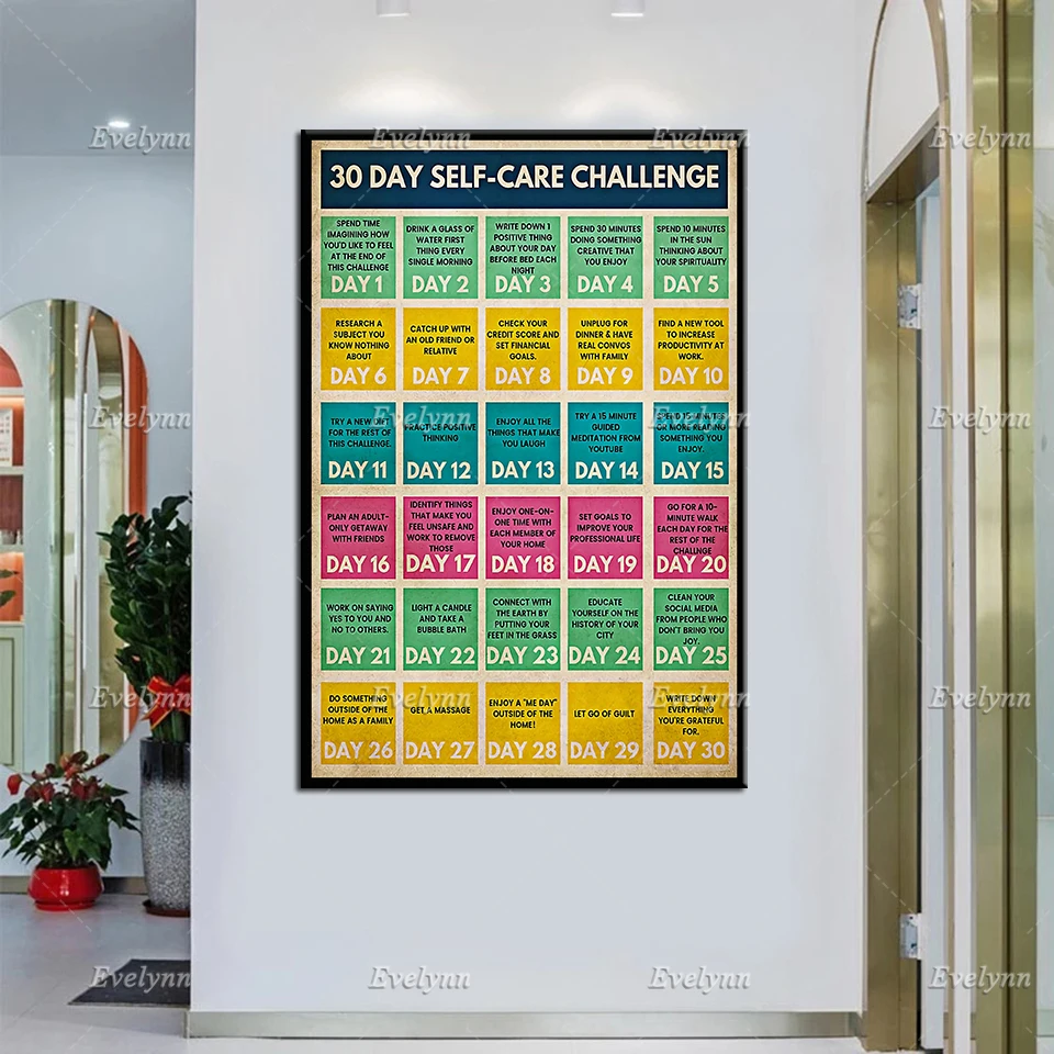 Black Friday Sale: 30 Giorni Self-Care Challenge Poster, 30 Giorni Challenge Tracker Wall Art Print, Sefl Care From Home Decor,Gift