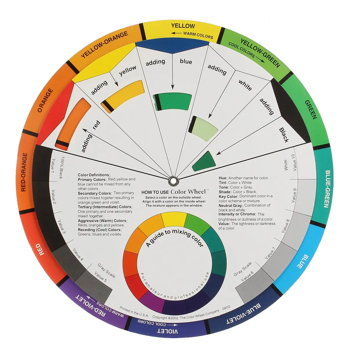 

Professional Tattoo Nail Pigment 12 Color Paper Card Three-tier Design color Mixing Wheel Guidance Round central Circle Rotates