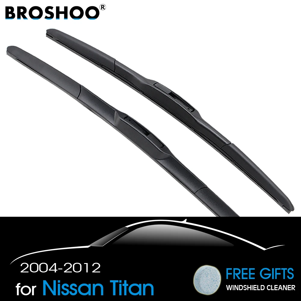 Broshoo Car Wiper Blades Natural Rubber For Nissan Titan Fit Standard