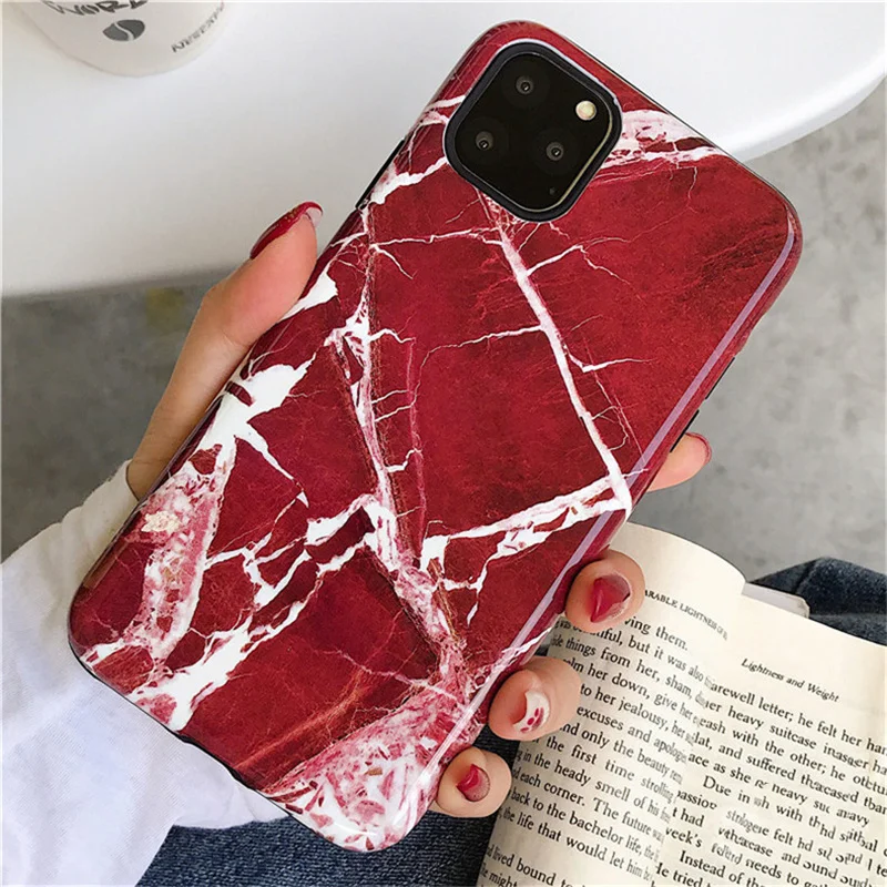 Анти-осенние Агатовые мраморные чехол для iphone 11 11Pro Max XS Max XR для iphone 6 6s 7 8 плюс Гибридный Силиконовый чехол противоударный чехол