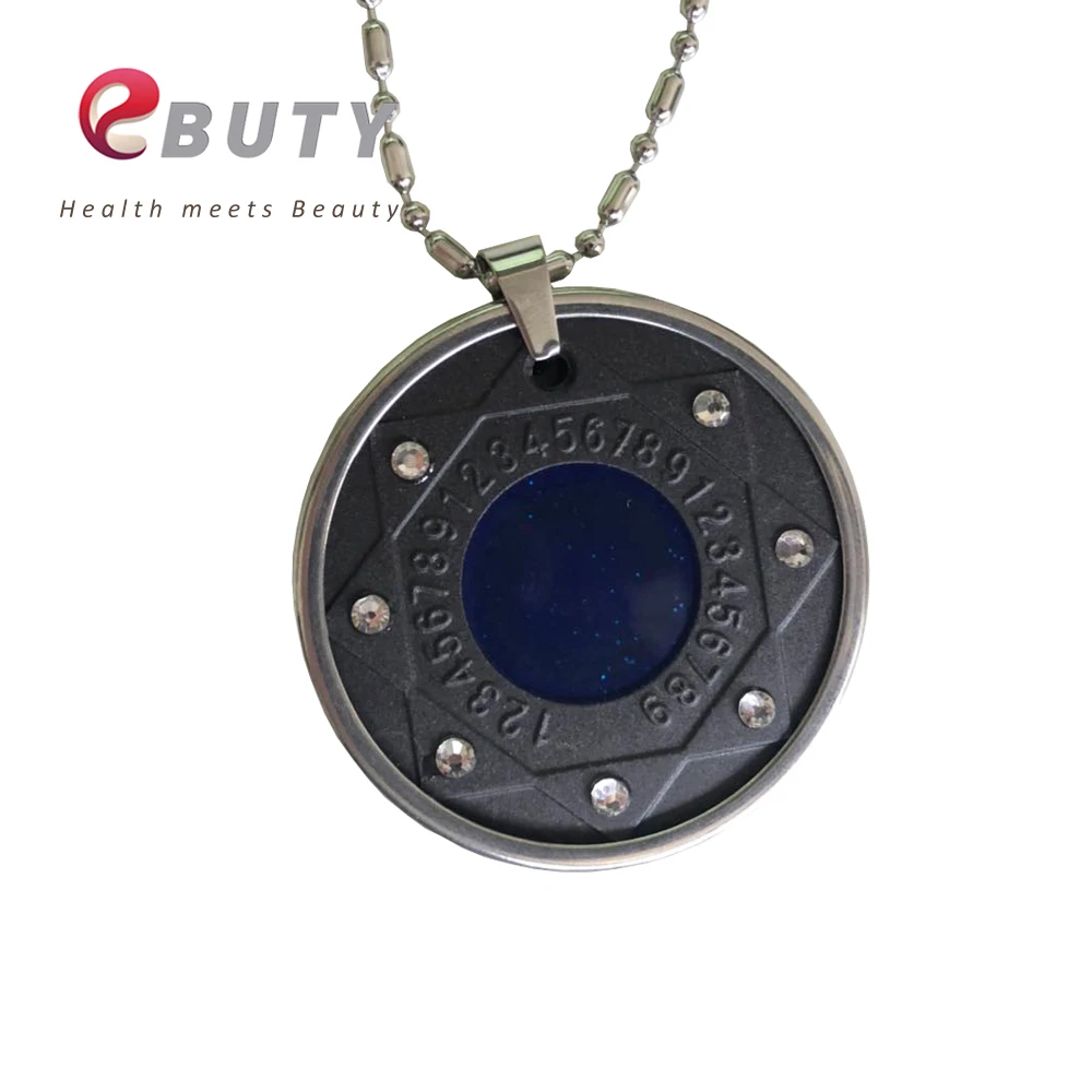 EBUTY Japanese Technology Quantum Ions Pendant With CZ Crystal Round Jewelry Necklace for Women Health Therapy
