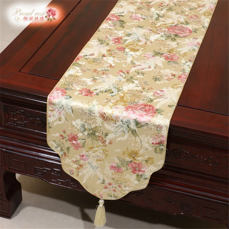 

1 Piece Chinese Brocade Festival Table Runner/ Contracted Rural Tea Table Cloth/ High-grade Cloth Art Prosperous Bed Flag