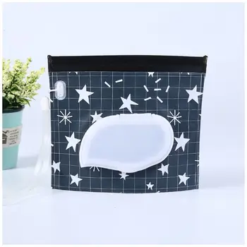 

Eco-friendly Easy-carry Wet Wipes Bag Snap Strap Wipes Container Clamshell Cosmetic Pouch Clutch Cleaning Wipes Case