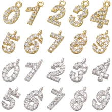 Zhukou pingente número arábico/10mm, pingente/número dourado/prateado para colar feminino, brinco, acessórios de joia modelo: vd648