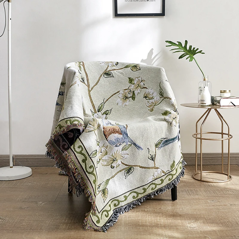 Одеяло для дивана в пасторальном стиле покрывало с кисточками декор чехол