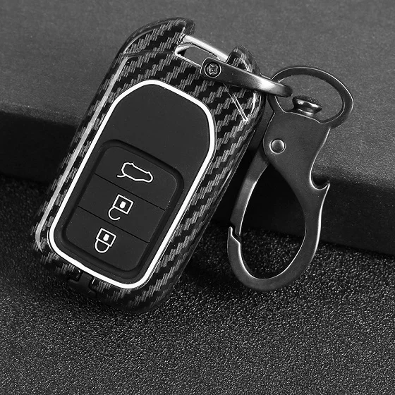 Сплав из углеродного волокна+ силиконовый чехол для ключей чехол для Honda Civic Accord Pilot CRV HR-V City Odyssey Fit Freed - Название цвета: B carbon black