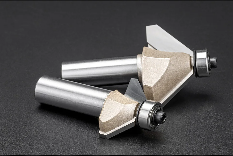 LIDIAO 1 шт. 1/2 ''деревообрабатывающий фреза 45 ° фаска бит с подшипником конической фрезы для дерева Концевая фреза для обрезки машины