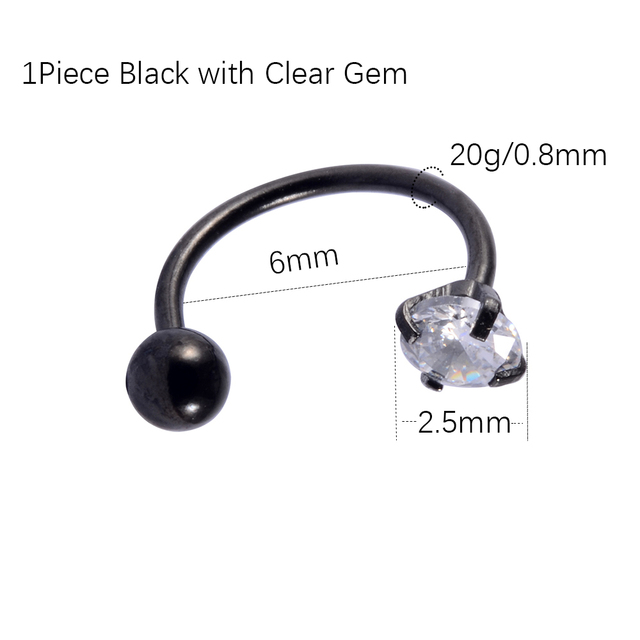 6/8mm Stainless Steel Zircon Cz Hoop Tragus Cartilage Helix Stud Earring Conch Rook Daith Lobe Ear Screw Piercing Jewelry