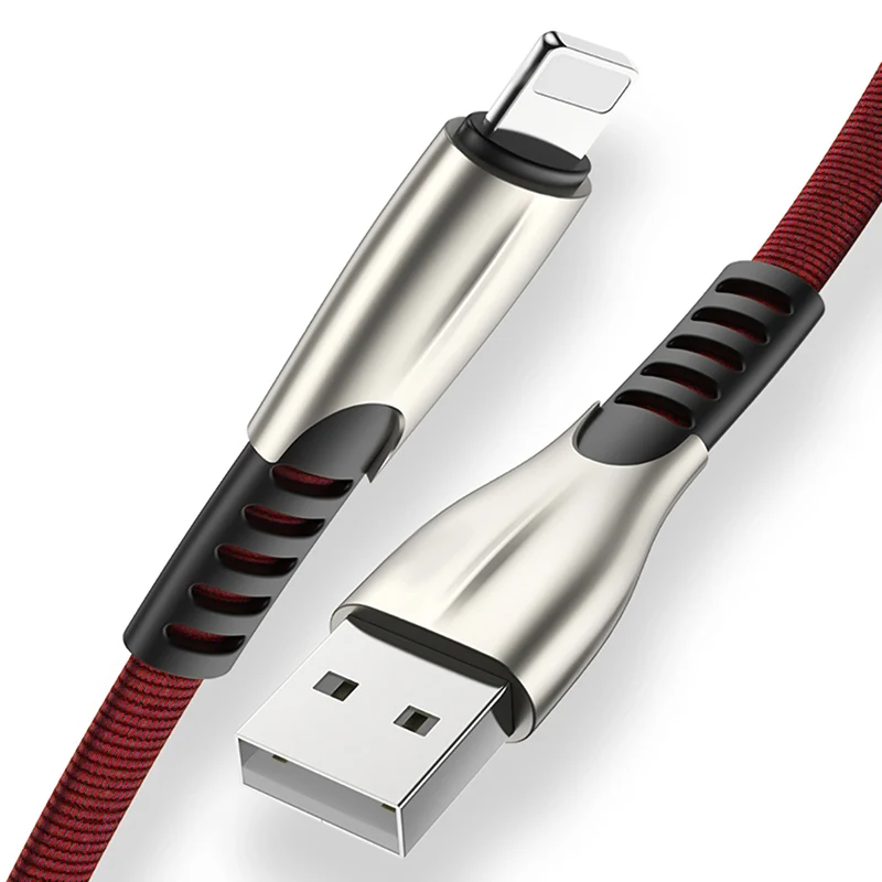 Красный Metal Braided USB Charger Cable for IPhone X 7 6 5 IPhone 6 7 8 Plus Iphone Xr XS MAX 3A FAST CHARGING for All IOS 50CM 1M 2M 3M - Цвет: Красный