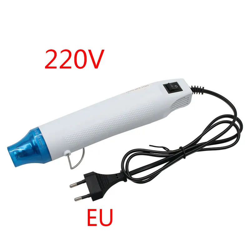 White EU Plug Штепсельная Вилка европейского и американского стандарта, 110 В, 220 В, самодельная Тепловая пушка, Электрический электроинструмент, горячий воздух, 300 Вт, температурный пистолет с поддерживающим сиденьем, термоусадочная трубка - Цвет: White EU Plug