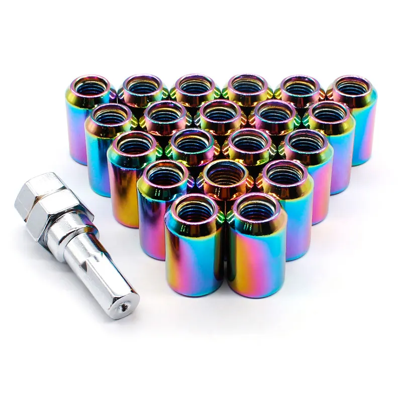 rainbow Ловкие M12x1.25 M12x1.5 гоночный Колесные гайки 20 шт. гоночный автомобиль рулевое колесо управления автомобиля на гайки Нержавеющая сталь стопорные кольца для автомобильных колес гайки - Название цвета: rainbow