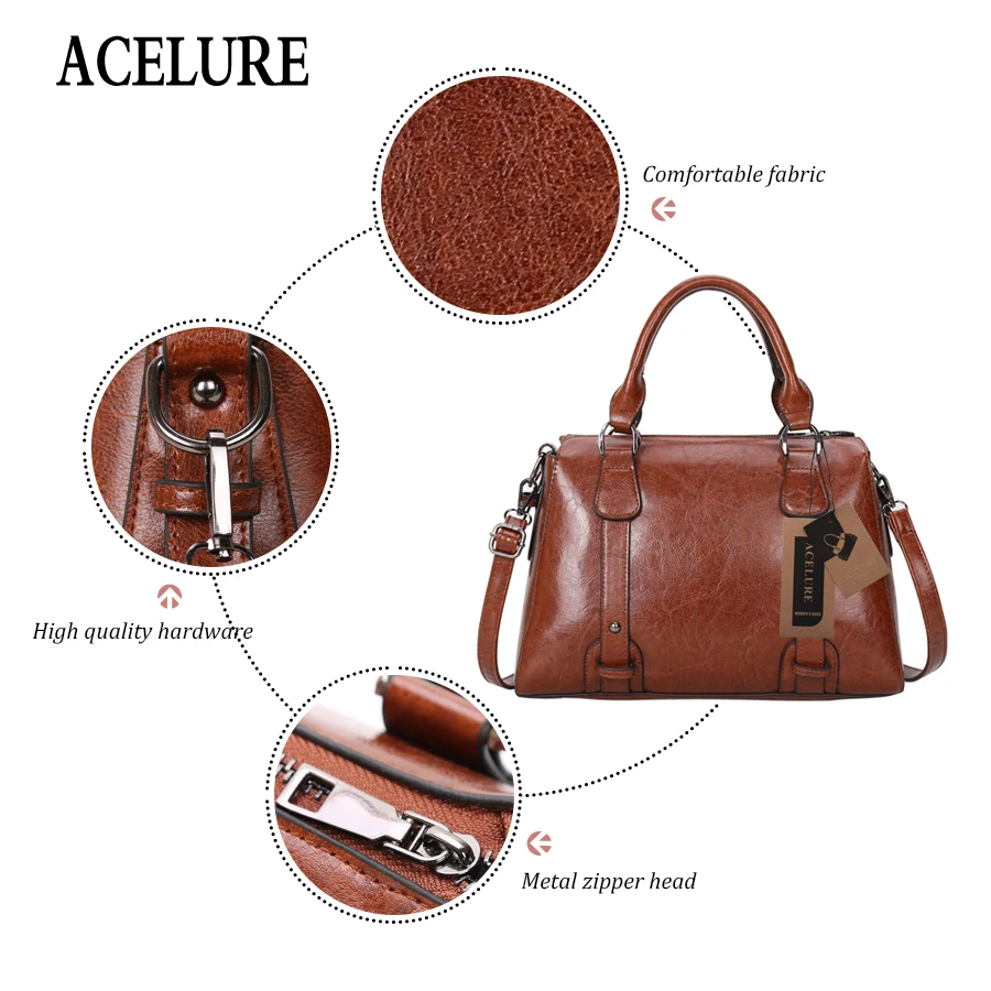 ACELURE, новые кожаные сумки, Брендовая женская сумка, высокое качество, повседневные женские сумки, тоут, брендовая сумка на плечо, женская большая сумка-мессенджер