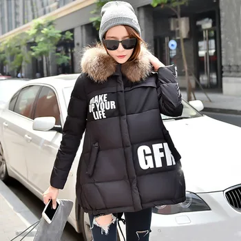 

2020 Winter Jacket Women Korean Down Jacket Woman Hooded Long Coat Female Large Fur Collar Overcoat Parka Mujer KJ735