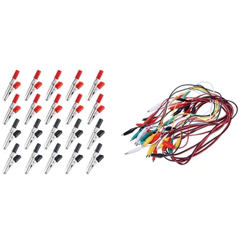 

20Pcs Single/Dual Double-Ended Wire Test Leads Alligator Clips Jumper & 20x 45 mm Plastic Handle Metal Alligator Clips