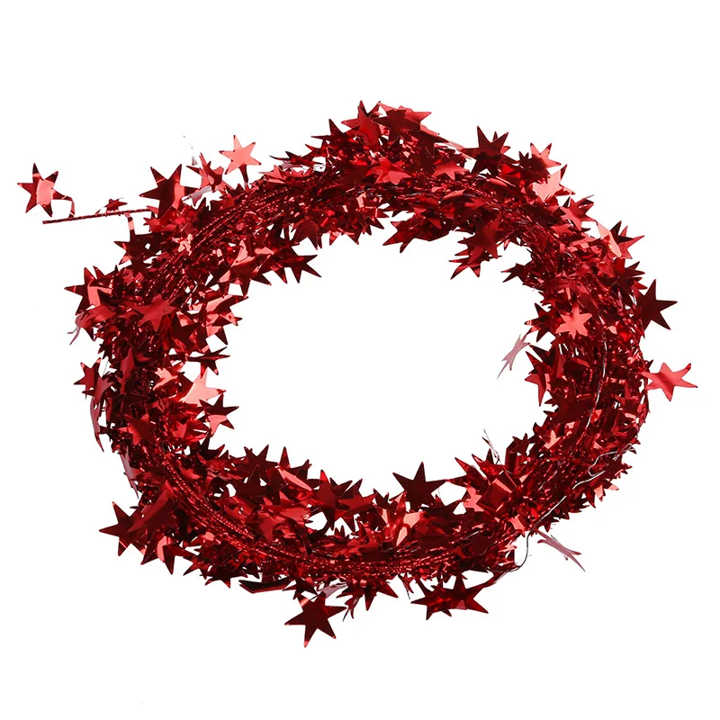 

Promotion--23 Feet Glittering Red-Star Shaped Tinsel Wire Garland Christmas Decoration
