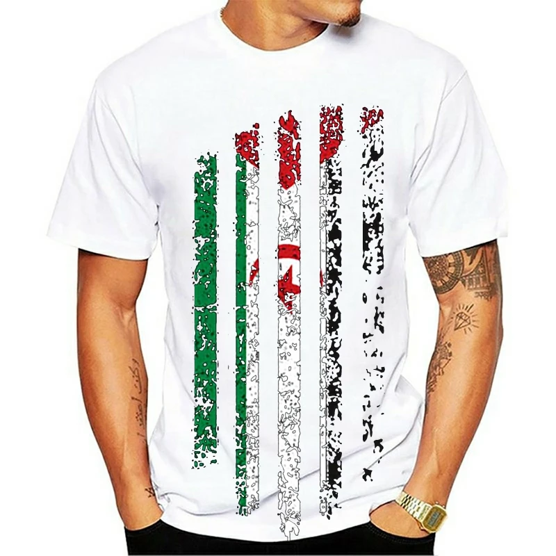 

Western Sahara Vintage Flag Print Mens Black T-Shirts Funny Custom Design Flag Tops Christmas Gift Shirts High Quality Shirts