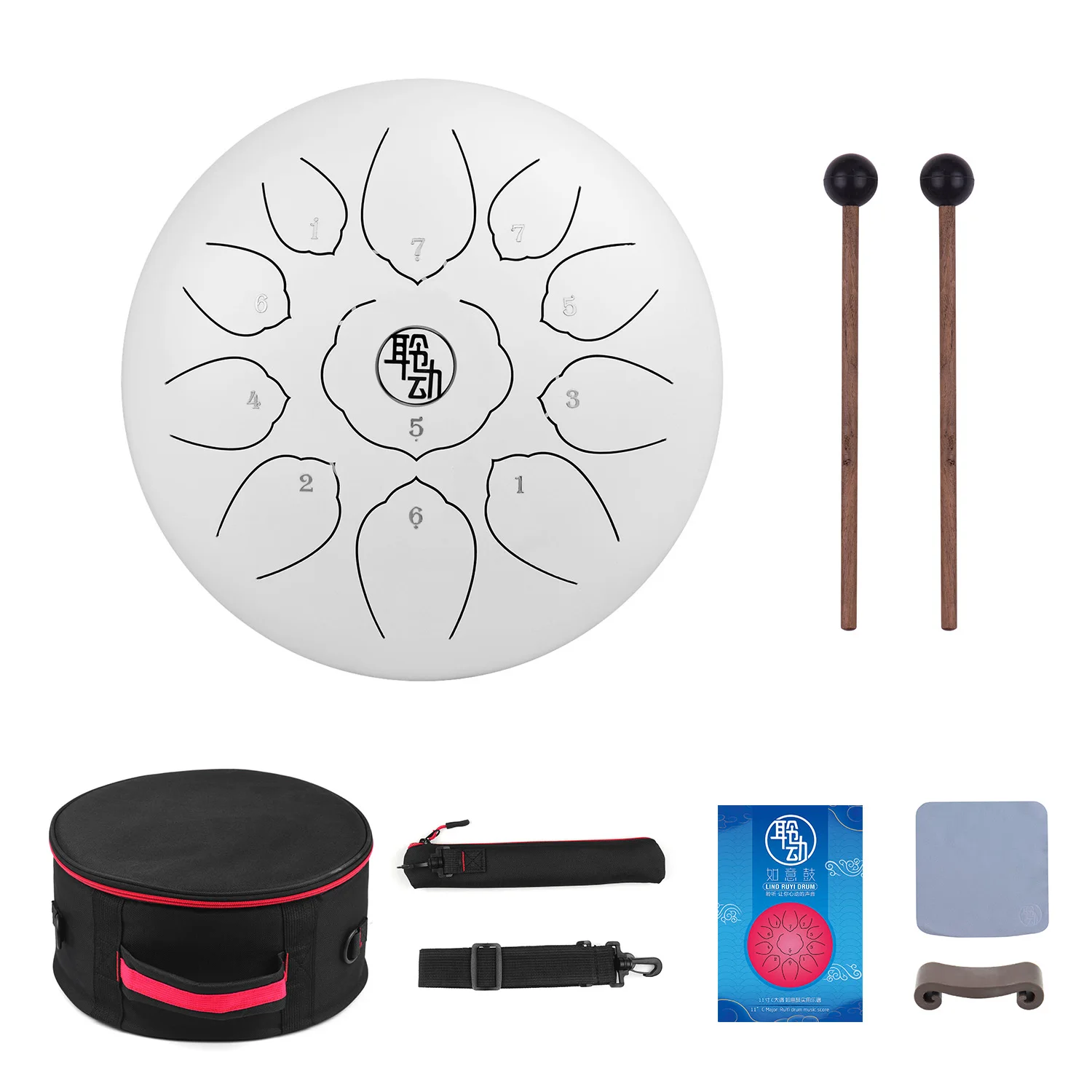 

New 11 Inch Steel Tongue Drum Hangpan Drum 11-Notes C-Key Percussion Instrument with Mallets Drum Bag Wiping Cloth for Beginners
