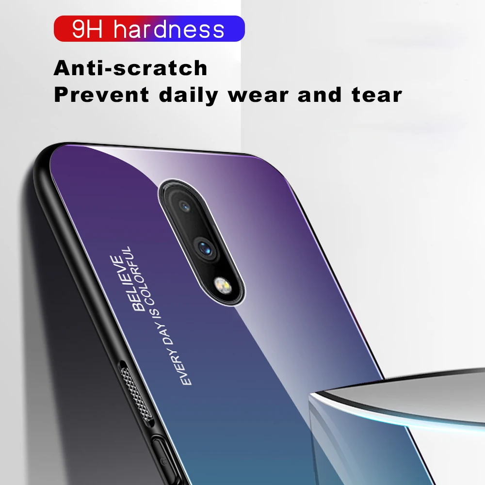 Цветной градиентный чехол из закаленного стекла для телефона для OnePlus 6 6T 7 7pro 7T 7 Tpro, защитный чехол