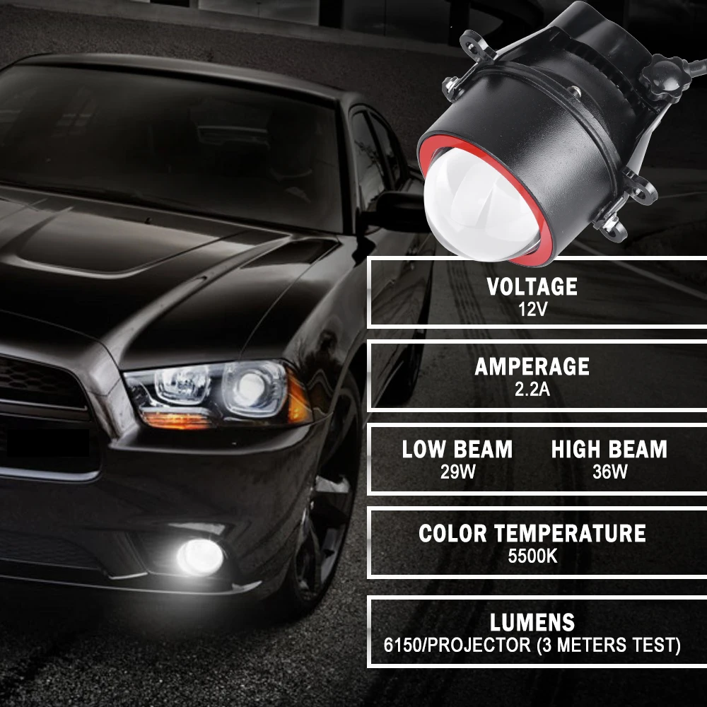 Bi LED Lens 3 inch Fog Light Lenses Projector Lens 90W Kits Reflector Diode Chip 30000LM Driving Light Car Accessories Retrofit