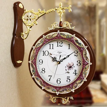 

Luxury Double Sided Wall Clock Modern Design Wall Clock Outdoor Nordic Living Room Europe Style Zegar Scienny Home Watch New