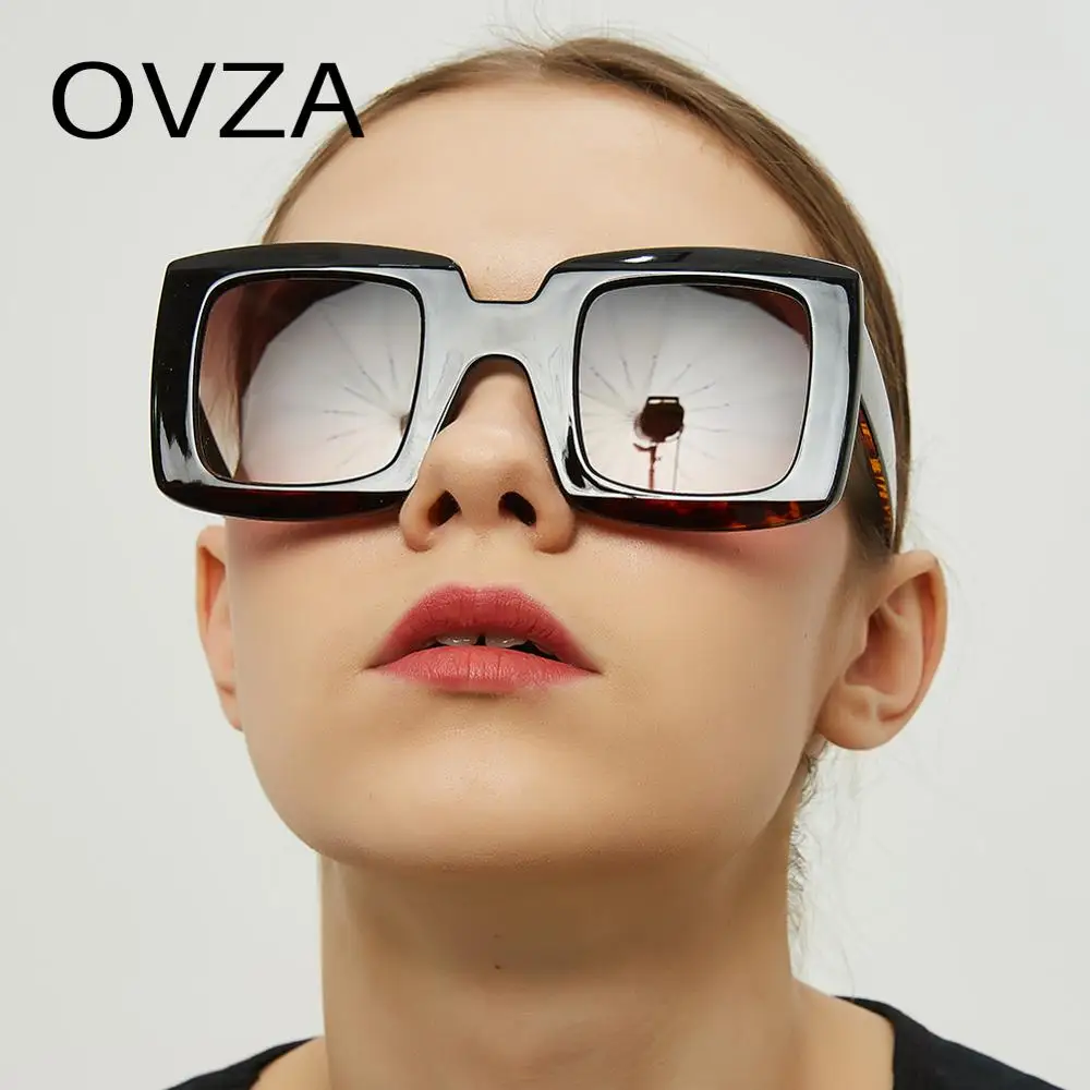 OVZA Квадратные Солнцезащитные очки для женщин, фирменный дизайн, новые солнцезащитные очки от солнца, модные женские очки большого размера S8040