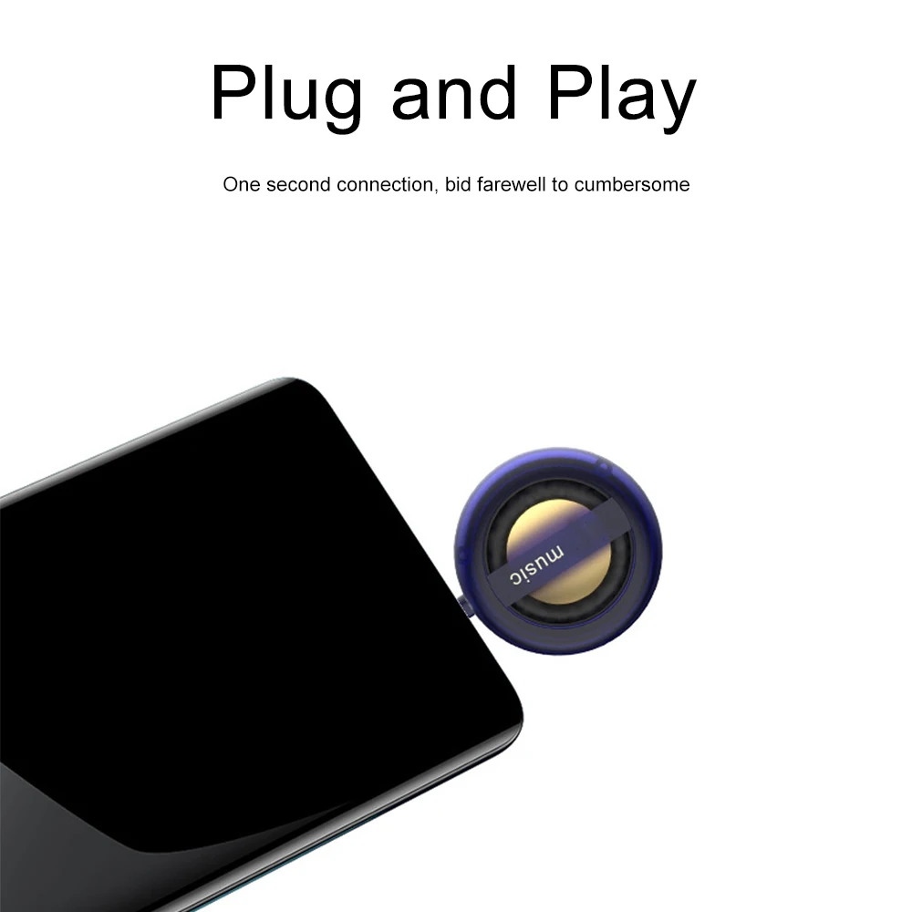 Alto-falante Portátil tipo c Mini Telefone Plug in Recarregável com Clear Bass Universal para Telefone Celular Compacto - Image 6