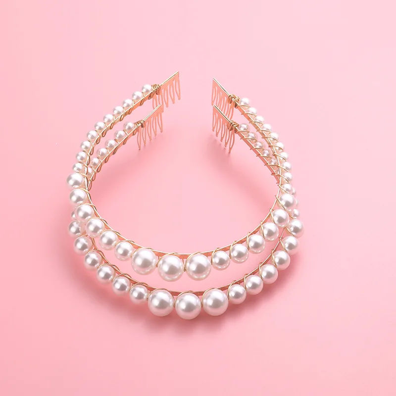 2f025 New Style European And American Style Elegant Hair Bands Women's Classic Versatile Cool Trend Pearl Hair Accessories