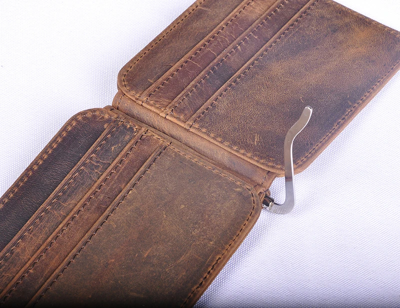 Trend Brand Unisex Leather Design Fashion Gift Slim Wallet travel front pocket money clip mini clamp purse synthetic leather wallet metal money clip