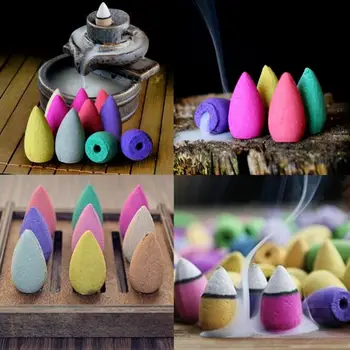 

10pcs/bag Natural Tower Incense Sandalwood Air Purifying Backflow Incense Natural Air Freshener Buddhism Smoke Sandalwood Gift