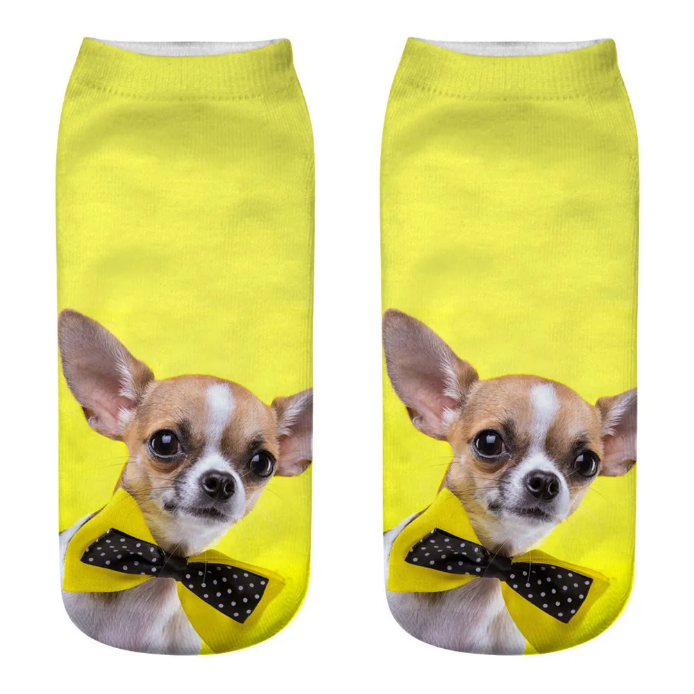 Женские Дышащие хлопковые носки с 3D принтом собаки весенне Летние повседневные