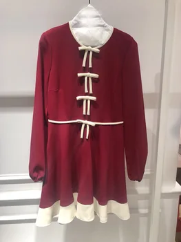 

Dress Long Sleeve Splicing Bow Long Sleeve Slim Fit Dress 85149 Lose Money Qing