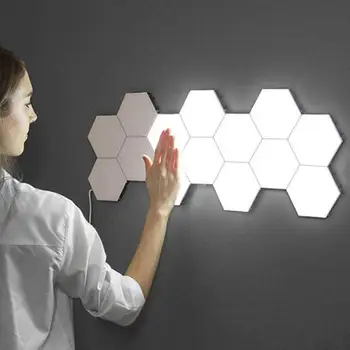 

Quantum Lamp Touch Sensitive Lighting Hexagonal Lamps White PC Creative Modern Bedroom Magnetic Hexagons Modular Wall Lampara