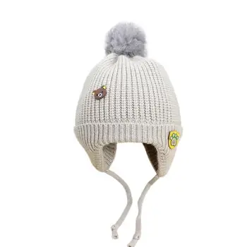 

Korean Infant Baby Hat Beanie with Ears Keep Warm Lace Up Winter Thicken Casual Washing without Water Packing Transport