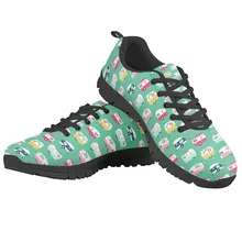 2020 Summer Causal Black Platform Shoes Woman Happy Camper Printing Sneakers Lightweight Mesh Running Shoes for Teenager Girls