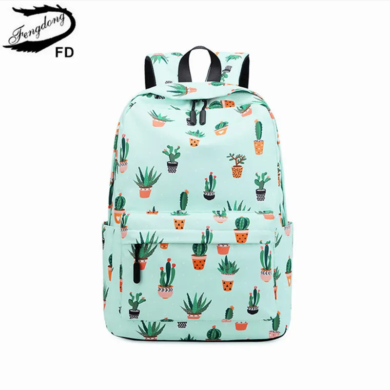 School-Backpack Kids Bookbag Printing Teenage-Girl Girls Fengdong for Cactus Laptop Student