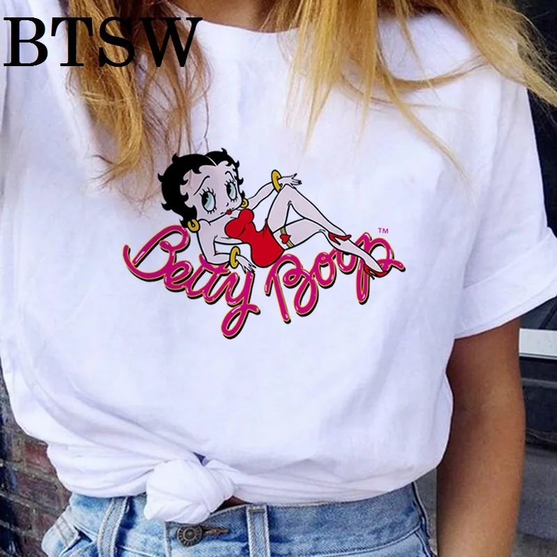 Женская футболка с 3D принтом Betty Boop летняя в стиле Харадзюку женская уличная