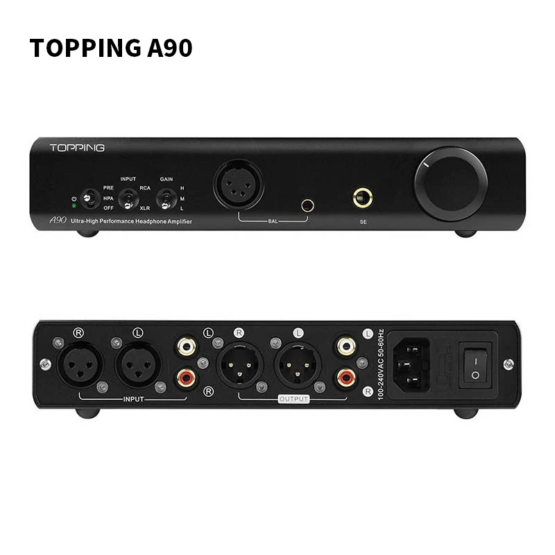 Topping A90 Desktop Headphone Amplifier fully balanced Hi Res Digital HiFi Music Portable headphone amp Audio XLR Pre Amplifier