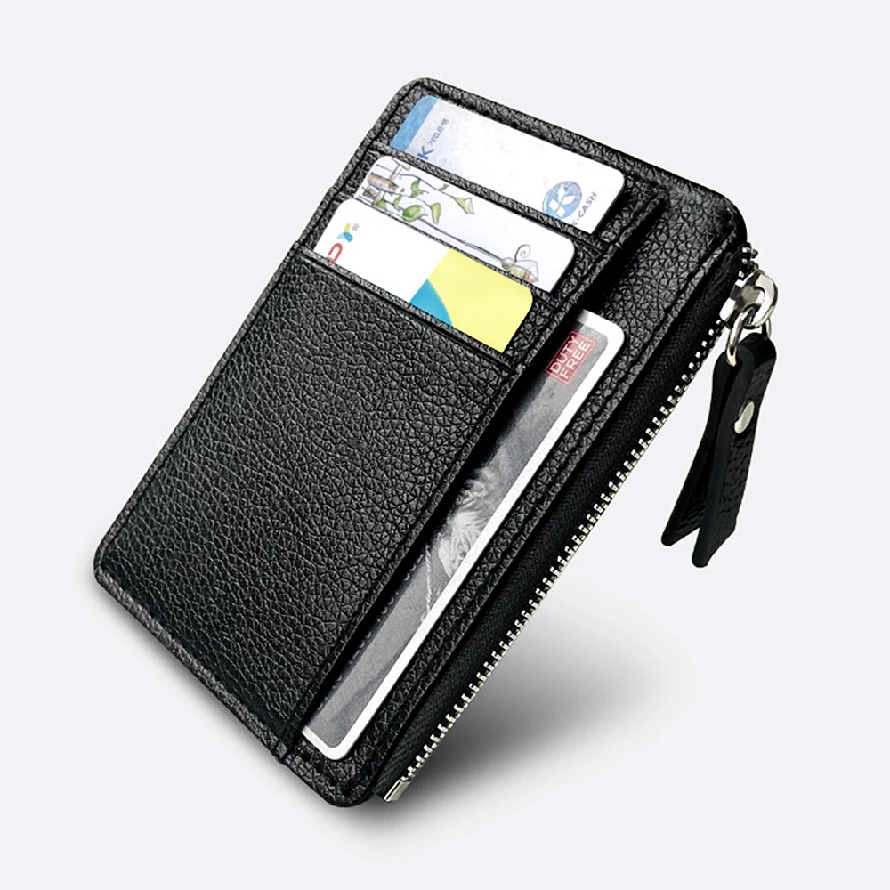 Multi purpose Card Wallet Men Black Lichee Pattern Leather Bank Credit ...