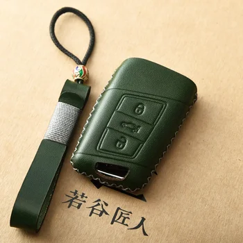 

Genuine Leather Car Remote Key Cover Case For Volkswagen 2016 2017 Passat B8 Skoda Superb A7 Car Accessories