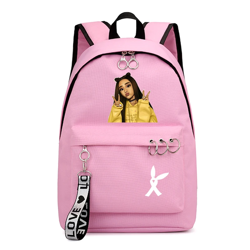 Ariana Grande, Холщовый женский школьный рюкзак, сумки, большая вместительность, несколько карманов на молнии, рюкзаки, дорожная сумка, школьная сумка для девочек-подростков