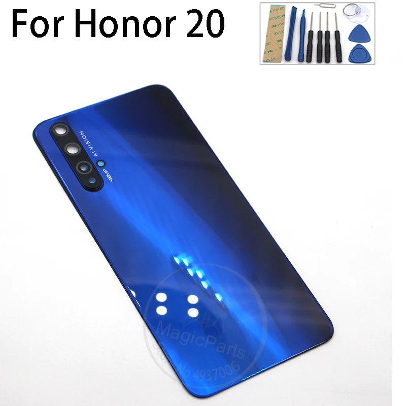 Задняя крышка для huawei Honor 20 Запасные части задняя крышка батарейного отсека Корпус+ крышка вспышки+ объектив камеры