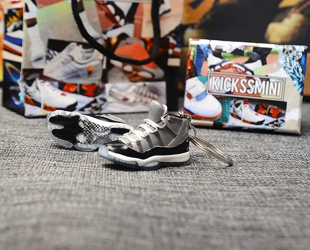 Дропшиппинг индивидуального поколения AIR JORDAN 11 низкая зеленая змея кожа 3D кроссовки фигурный брелок сумка Подвеска парный брелок
