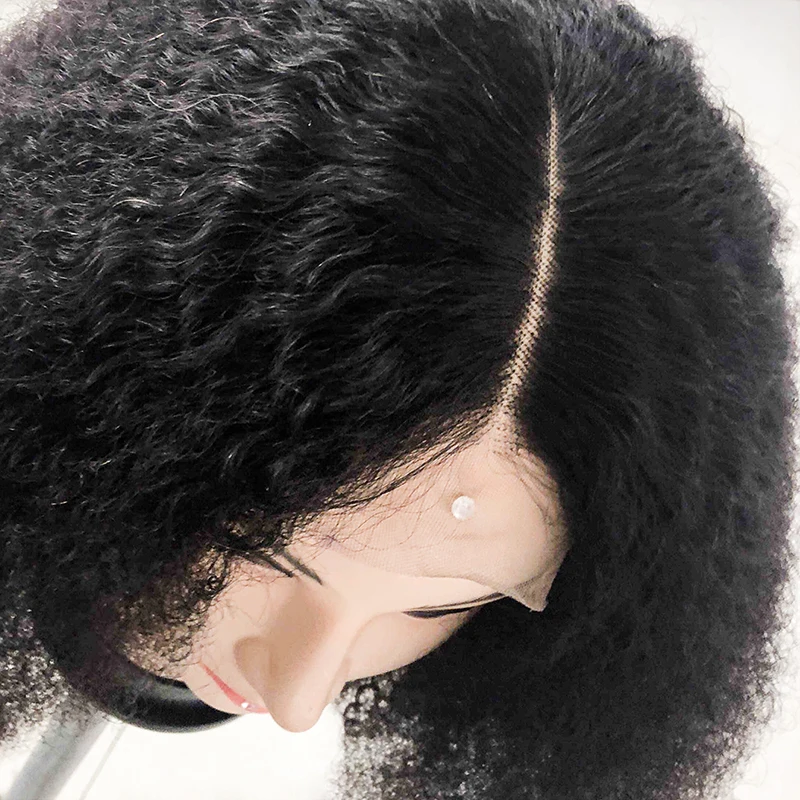 13X4 Синтетические волосы на кружеве парики 150% афро курчавые человеческие волосы парик предва Реми монгольские волосы парики Slove Rosa
