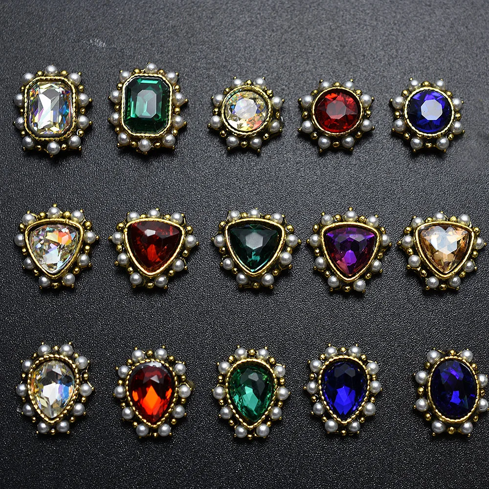 10 шт. старинные золотые J Korea жемчужины AB Стразы украшения для дизайна ногтей