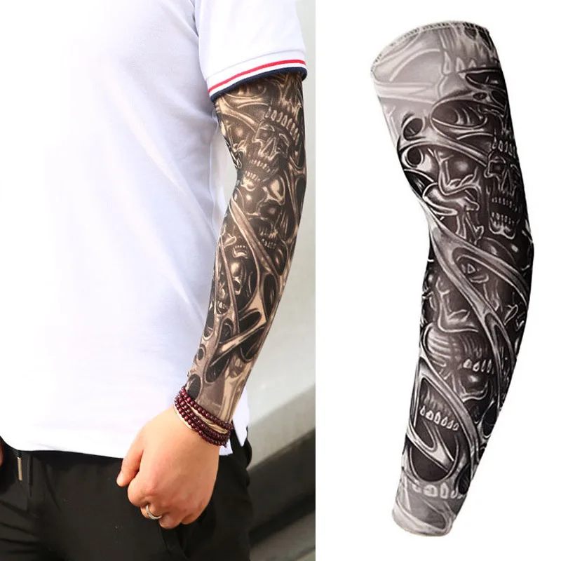 1 Piece Elbow Cover Outdoor Sports 3D Tattoo Sleeve UV Protection Basketball Running Cycling | Спорт и развлечения