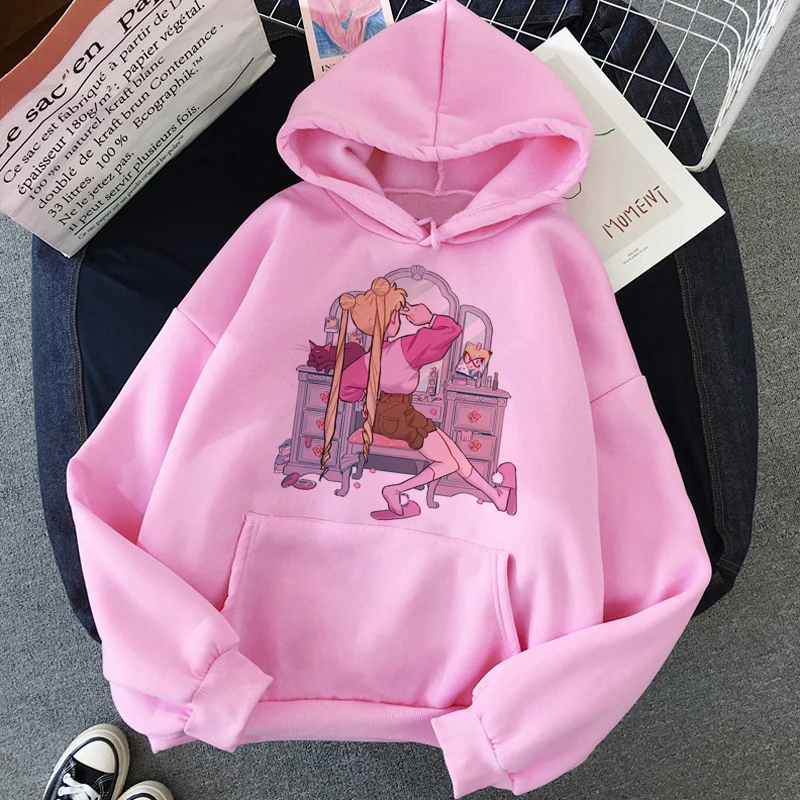 Сейлор Мун каваи аниме Harajuku Толстовка для женщин Ullzang милый кот мультфильм корейский стиль толстовка 90s Модный Графический Hoody женский - Цвет: H2292